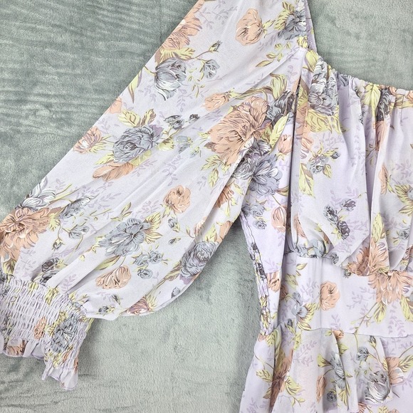 Womens Dress XXL Babydoll Romantic Floral Off Shoulder Tiered Fairy Coquette - Picture 7 of 12